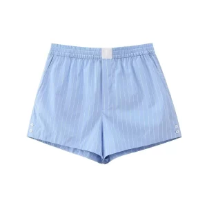 Ladies Fashion Elegant 2 Pieces Sets Stripe Shirts Top Casual Shorts Sets Summer Women Suit Two Piece Set Womens Outfits Female