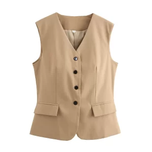 Ladies Fashion Women's Vest Sleeveless Suit Vest Coat Women Tank Autumn Office Lady Female Black White Suit Vest Waistcoat Tops